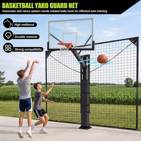 Yard Guard Backstop Nets for Square Poles 12FT X 10FT Basketball Hoop Return Accessories UV-Resistant for Outdoor Backyard Community Court in Kuwait
