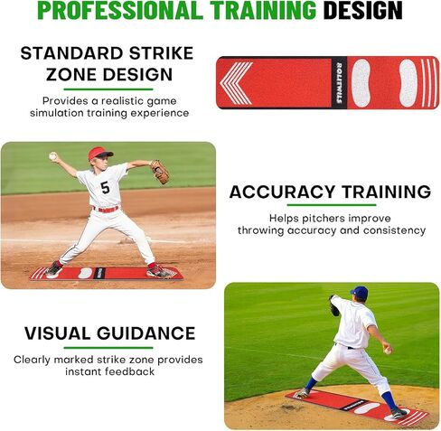 Trainer Mat Baseball, Baseball Pitching Mat for Softball Batting & Pitching Practice, Non-Slip Portable Training Mat in Kuwait