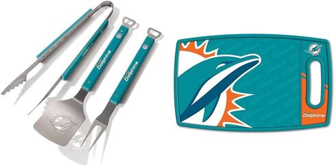 مجموعة الشواء YouTheFan NFL Miami Dolphins Spirit Series 3 قطع، من الفولاذ المقاوم للصدأ، 22 بوصة × 9 بوصة ولوحة تقطيع من سلسلة شعار NFL Miami Dolphins in Kuwait