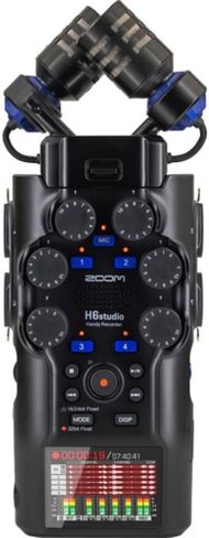 جهاز تسجيل Zoom H6studio سهل الاستخدام ذو 6 مسارات مع حزمة تسجيل عائمة 32 بت مع حزمة ملحقات APH-6s + محول بلوتوث BTA-1 + بطاقة ذاكرة 64 جيجابايت + 4 بطاريات AA + قطعة قماش (6 قطع) in Kuwait