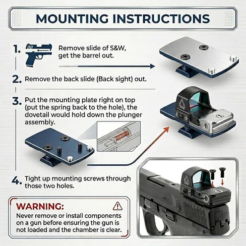 Gotical Super Slim Mounting Plate Red Dot Adapter for Smith & Wesson Rear Sight in Kuwait