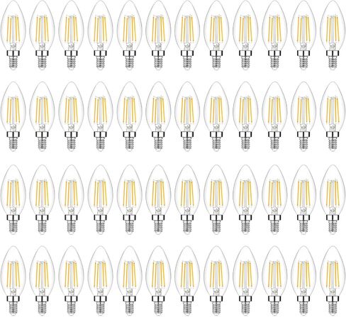 12 حزمة من مصابيح الشمعدانات LED E12 القابلة للتعتيم بما يعادل 60 وات، 2700 ك أبيض دافئ ناعم، 600 لومن B11 قاعدة شمعة 6 وات C35 لمبات إضاءة عتيقة LED، زجاج شفاف لمروحة سقف الثريا عالية CRI 90+ in Kuwait