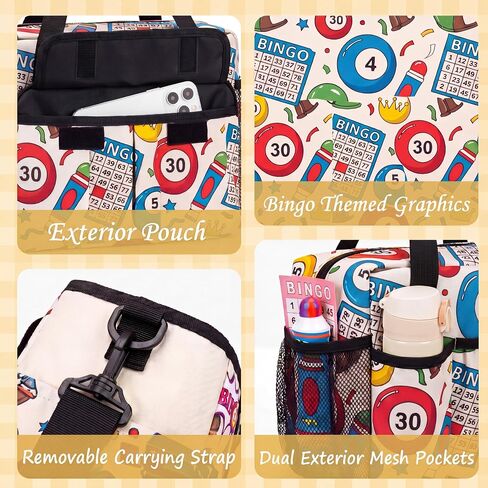Bingo Bag with Pockets Waterproof Bingo Dauber Bag Game Accessories for Players Adults Seniors Supplies in Kuwait