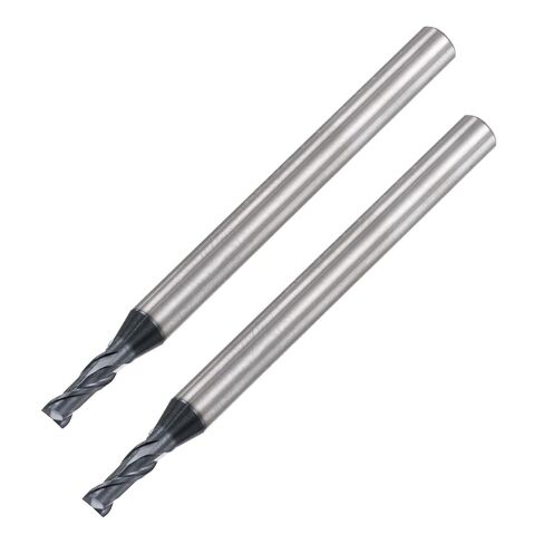 Square Nose End Mill, 2.5mm Tip Dia Solid Carbide AlTiN Coated CNC Router Bits 2 Flute Spiral Milling Cutter HRC45 with 4mm Shank 50mm (2-inch) Length, 2pcs in Kuwait
