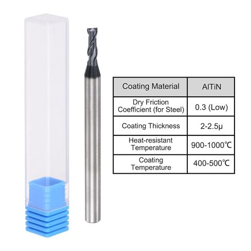Square Nose End Mill, 2.5mm Tip Dia Solid Carbide AlTiN Coated CNC Router Bits 2 Flute Spiral Milling Cutter HRC45 with 4mm Shank 50mm (2-inch) Length, 2pcs in Kuwait