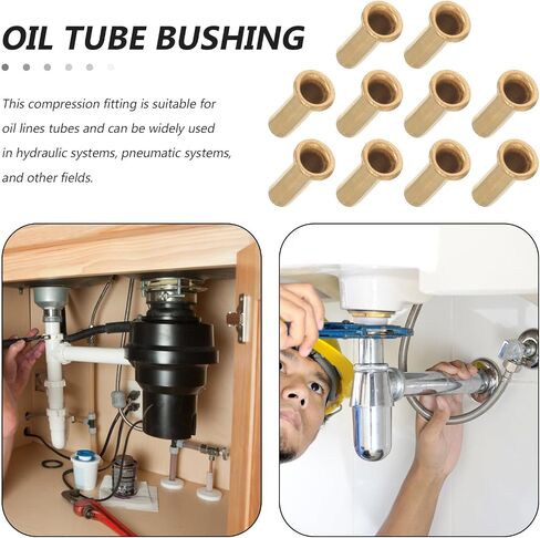 OSALADI Metal Crimp Fittings and Versatile Design 10pcs High Pressure Resistance Golden Color Tube Inserts for Oil Lines Suitable for Hydraulic and Pneumatic Systems in Kuwait