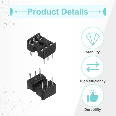 MECCANIXITY 80 قطعة DIP IC Chip محول المقبس 7.62 مم صف الملعب 6 دبوس IC مجموعة متنوعة 2.54 مم / 0.1 بوصة لمشروع لوح التجارب، تصميم لوحة PCB in Kuwait