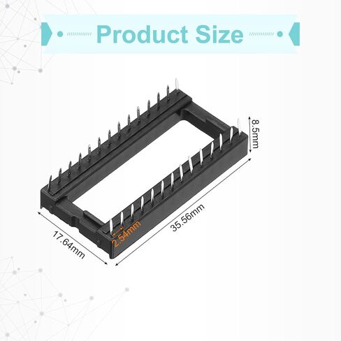 Generic 8Pcs DIP IC Chip Socket Adapter 28 Pin IC Assortment Kit 2.54mm/0.1" Pitch 15.24mm Row to Row Distance for Breadboard Project, PCB Board Design in Kuwait