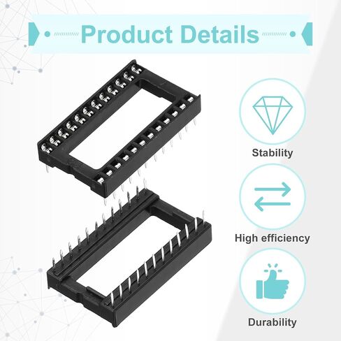 Generic 8 قطع DIP IC رقاقة محول المقبس 24 دبوس IC مجموعة متنوعة 2.54 مم/0.1 بوصة درجة 15.24 مم مسافة صف إلى صف لمشروع لوح التجارب، تصميم لوحة PCB in Kuwait