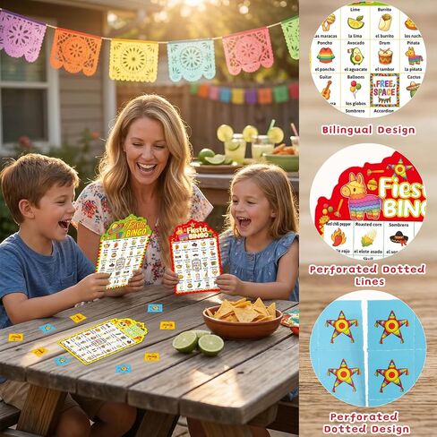 Fancy Land Fiesta Bingo Game Bilingual Mexican Cinco de Mayo Party Bingo Cards for Family Celebration Classroom Activities 24 Players in Kuwait