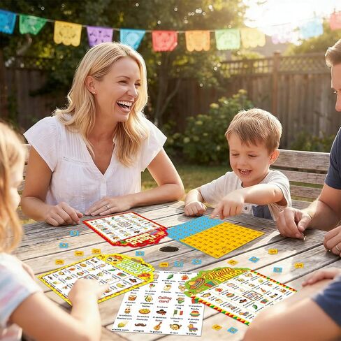 Fancy Land Fiesta Bingo Game Bilingual Mexican Cinco de Mayo Party Bingo Cards for Family Celebration Classroom Activities 24 Players in Kuwait