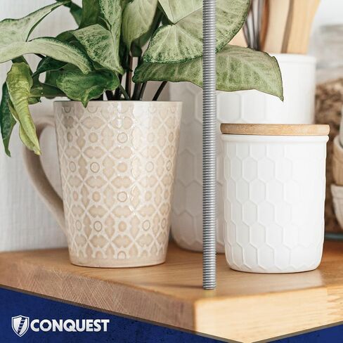 Conquest A307 قضيب ملولب مطلي بالزنك 1/2 بوصة - 13 × 36 بوصة (8 عبوات) - قضبان ملولبة خشنة - تم تصنيعها وفقًا لمعايير ASTM A307 in Kuwait