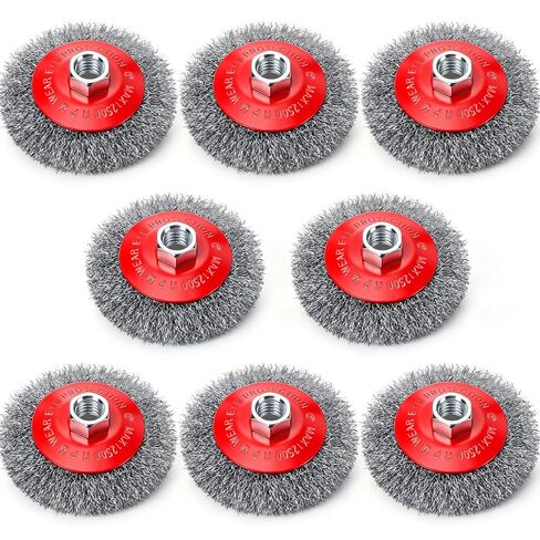 Bokon 8 Pack 4 Inch Coarse Crimped Wire Wheel for 4 1/2 Angle Grinder with 5/8 Inch-11 Threaded Arbor - 0.014 Inch Carbon Steel Wire for Rust, Corrosion, Paint Removal in Kuwait