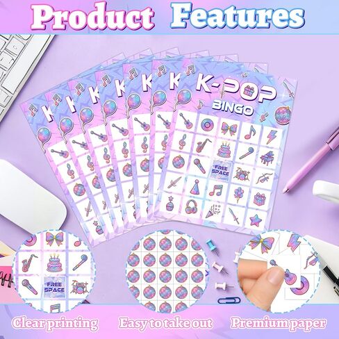 Purple Demon Party Bingo Games Korean Pop Themed Party Favors Purple Lightning Birthday Party Boys Girls Hunters Theme Supplies in Kuwait