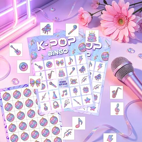 Purple Demon Party Bingo Games Korean Pop Themed Party Favors Purple Lightning Birthday Party Boys Girls Hunters Theme Supplies in Kuwait