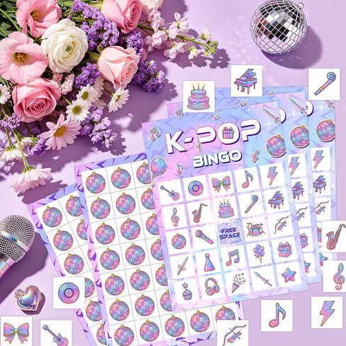 Purple Demon Party Bingo Games Korean Pop Themed Party Favors Purple Lightning Birthday Party Boys Girls Hunters Theme Supplies in Kuwait