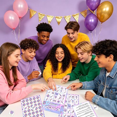 Purple Demon Party Bingo Games Korean Pop Themed Party Favors Purple Lightning Birthday Party Boys Girls Hunters Theme Supplies in Kuwait