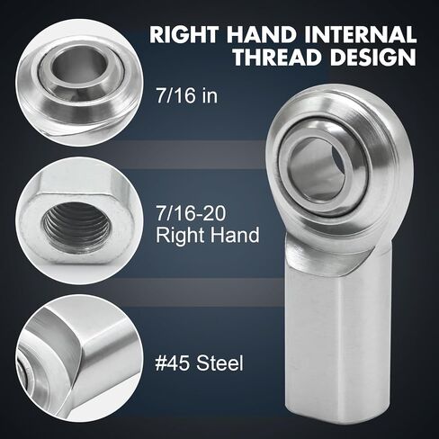 MDEOOSKY 2Pcs CF7 7/16" Bore Rod End Bearing, 7/16"-20 Female Thread Right Hand Heim Joint with Jam Nuts, Ideal for Engineering Hydraulic Cylinders in Kuwait