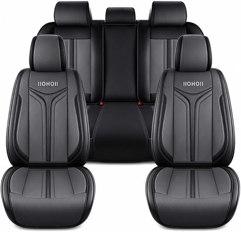 PU Leather Car Seat Covers Set, Universal Front 2 or Full 5 Seat Covers, Waterproof Automotive Seat Protectors with Easy Installation for Most Cars, Trucks, SUVs (Black, Front Pair) in Kuwait