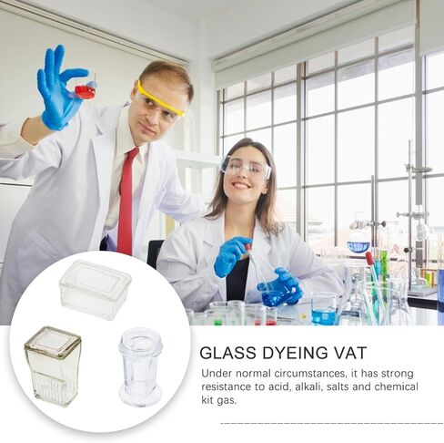 3 Sets Laboratory Glass Staining Jars round Lids, Reusable Glass Staining Tanks with Strong Acid Resistance for Research Institutes and Colleges in Kuwait