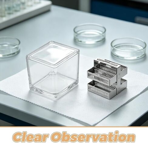 Baluue Laboratory Canister for Professional and Educational Laboratory Environments Staining Glass Coplin Jar with 30 Slots Stainless Steel Slide Rack Leakproof Structure Acid and Alkali in Kuwait