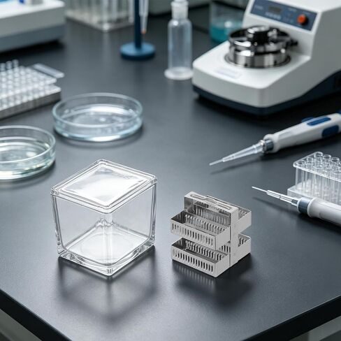 Baluue Laboratory Canister for Professional and Educational Laboratory Environments Staining Glass Coplin Jar with 30 Slots Stainless Steel Slide Rack Leakproof Structure Acid and Alkali in Kuwait