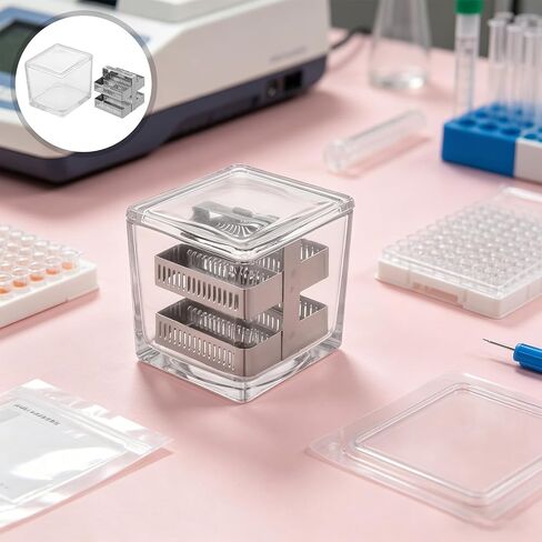 Baluue Laboratory Canister for Professional and Educational Laboratory Environments Staining Glass Coplin Jar with 30 Slots Stainless Steel Slide Rack Leakproof Structure Acid and Alkali in Kuwait