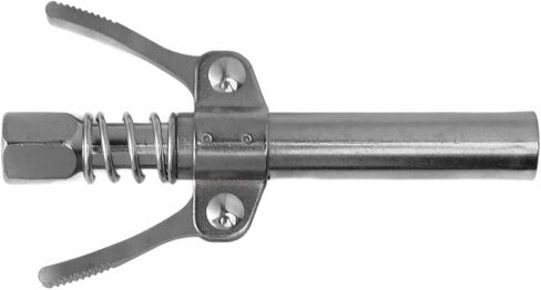 Double Handle High Pressure Grease Gun Nozzle – Lock Clamp Type Grease Nozzle for Industrial Greasing, Compatible with Standard Grease Guns, Silver Finish in Kuwait
