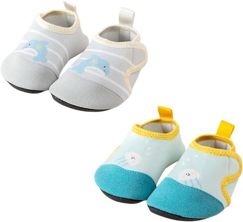 Baby Water Shoes Toddler Water Shoes Quick Dry Non Slip Swim Shoes Hook and Loop Barefoot Beach Pool Aqua Shoes for Boys Girls Infant 2Pairs in Kuwait