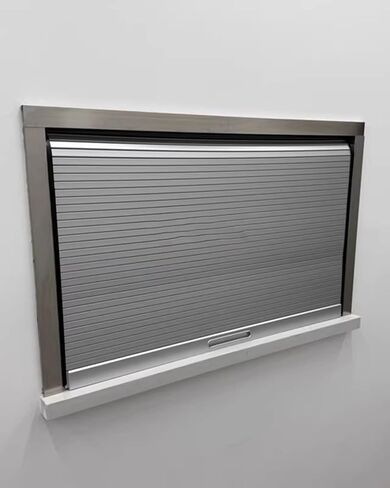 Space-Saving Concertina Door Pull Down Cabinet with Rail Track - Roll-Up Tambour Screen for Campervan Hallway Pantry - Silver (80x90cm/31x35in) in Saudi Arabia