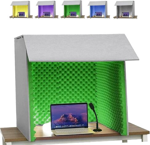 Desktop Soundproof Cover,80cm Portable Recording Booth, Isolation Shield,for Microphone, Studio Sound Recording (Yellow) in Saudi Arabia