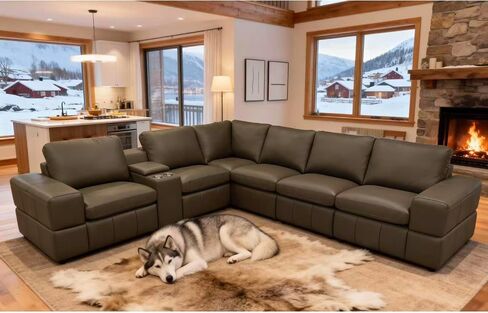 Large Arm Leather Match Upholstery Modular Sectional in Saudi Arabia