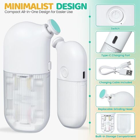 مبرد أظافر كهربائي للأطفال مع مقص، أداة تشذيب أظافر الأطفال 5 في 1 مع ضوء LED، مقص أظافر قابل لإعادة الشحن للأطفال الرضع والبالغين، ضوضاء منخفضة، يتضمن 5 وسادات مبرد، غزال أصفر in Kuwait