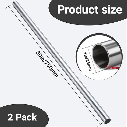 2 Pack 1" Od 304 Stainless Steel Tubing 30-Inch Length 1.5mm Wall Thickness Weldable Tubing Round Metal Tube Industrial for Home Furnishing Machinery in Saudi Arabia