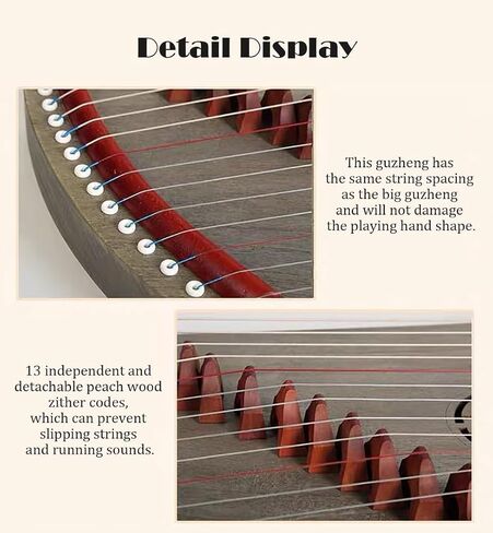 Chinese Zither Instrument with Accessories, 13 Strings, Chinese Guzheng Suitable for Beginners, Adults, Children, 42x22 CM, 13 Guzheng Codes in Saudi Arabia