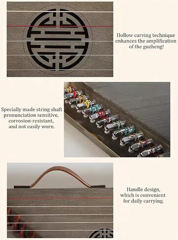 Chinese Zither Instrument with Accessories, 13 Strings, Chinese Guzheng Suitable for Beginners, Adults, Children, 42x22 CM, 13 Guzheng Codes in Saudi Arabia