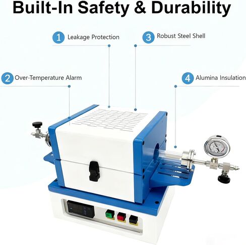 Laboratory Mini Tube Furnace 1100℃ High Temperature Vacuum Atmosphere Furnace PID Programmable, SiO₂ Working Tube, Compatible with Nitrogen/Argon for CVD Sintering Annealing 2KW 220V/1PH in Kuwait