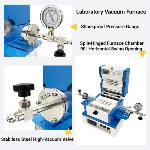 Laboratory Mini Tube Furnace 1100℃ High Temperature Vacuum Atmosphere Furnace PID Programmable, SiO₂ Working Tube, Compatible with Nitrogen/Argon for CVD Sintering Annealing 2KW 220V/1PH in Kuwait