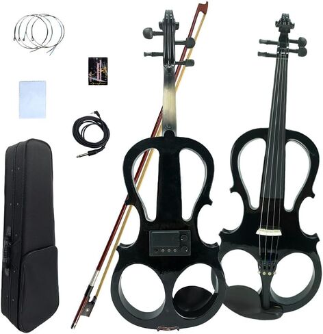 Vetimobato 4 String/5 String الكمان الكهربائي الصامت 4/4 الحجم الكامل لممارسة الكمان من الخشب الصلب مع تركيبات من خشب الأبنوس وكابل AUX وحالة الكمان ومجموعة المبتدئين للبالغين والمراهقين (4 سلسلة زرقاء) in Kuwait