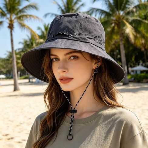 Waterproof Quick-Dry Bucket Hat with Chin Strap. UPF Sun Protection, Foldable & Lightweight for Hiking, Camping, Fishing. in Kuwait