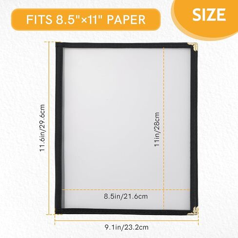 MYFULLY 8.5 x 11 Inch Menu Covers | Pack of 12 Transparent Restaurant Menu Covers, American Style Menu Holders for Restaurants, Bars, Cafes, Food & Drink (2 Pages, 4 View) in Kuwait