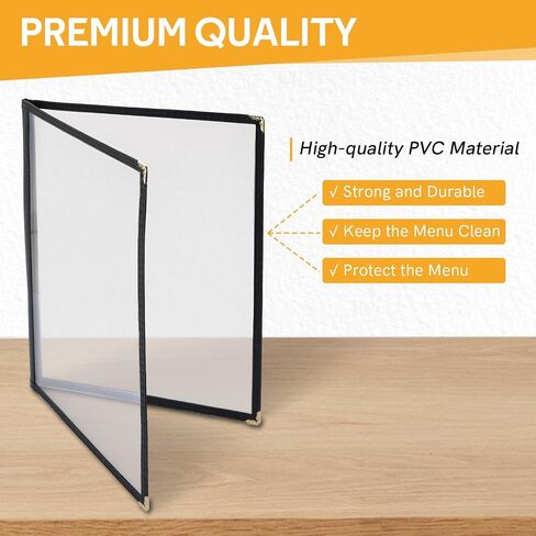 MYFULLY 8.5 x 11 Inch Menu Covers | Pack of 12 Transparent Restaurant Menu Covers, American Style Menu Holders for Restaurants, Bars, Cafes, Food & Drink (2 Pages, 4 View) in Kuwait