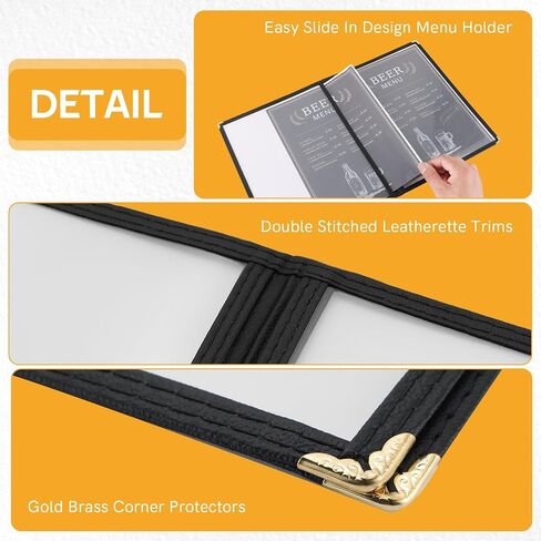 MYFULLY 8.5 x 11 Inch Menu Covers | Pack of 12 Transparent Restaurant Menu Covers, American Style Menu Holders for Restaurants, Bars, Cafes, Food & Drink (2 Pages, 4 View) in Kuwait