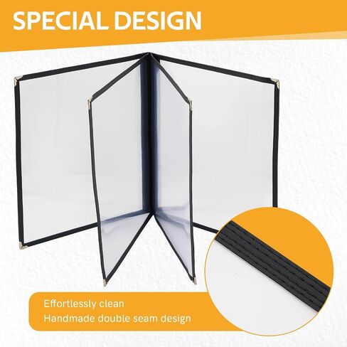 MYFULLY 8.5 x 11 Inch Menu Covers | Pack of 12 Transparent Restaurant Menu Covers, American Style Menu Holders for Restaurants, Bars, Cafes, Food & Drink (2 Pages, 4 View) in Kuwait