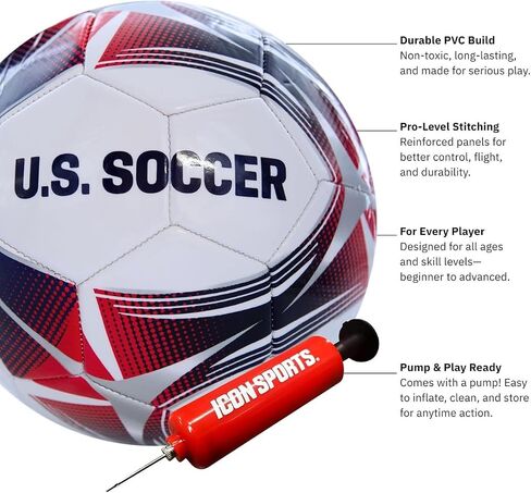 Icon Sports Officially Licensed U.S. Soccer Federation USMNT Soccer Ball Size 5 - Team Legacy White in Kuwait