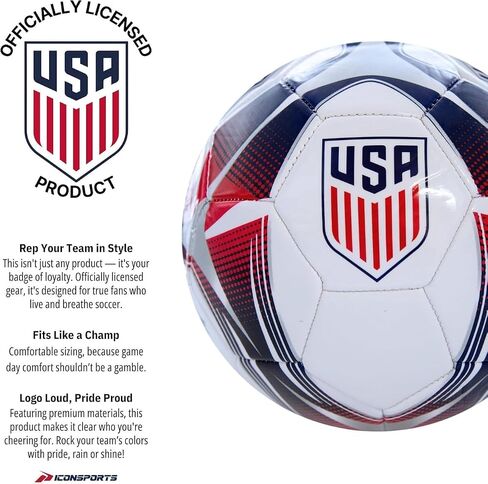 Icon Sports Officially Licensed U.S. Soccer Federation USMNT Soccer Ball Size 5 - Team Legacy White in Kuwait