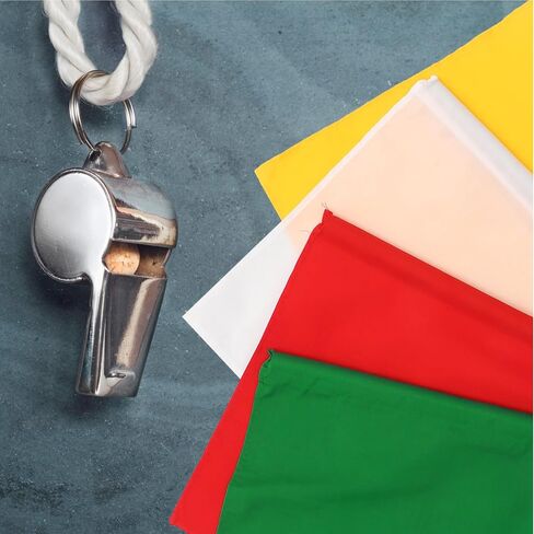 مجموعة أعلام حكم كرة القدم Homoyoyo مكونة من 4 قطع (أبيض، أصفر، أحمر، أخضر) مع مقابض من الفولاذ المقاوم للصدأ - أعلام إشارة عالية الوضوح للرياضات الرسمية، والمضمار والميدان، وأحداث السباق، والألعاب والخارجية in Kuwait