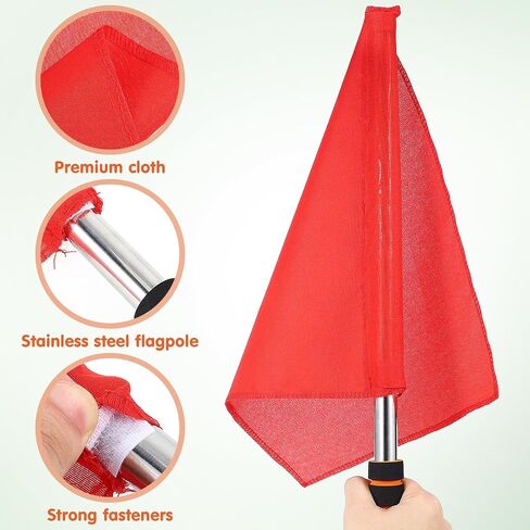 4pcs Red and Green Soccer Referee Flags Set Handheld Signal Flags with Stainless Steel Pole and Sponge Handle for Volleyball Football Track Field Matches Official Linesman Equipment in Kuwait