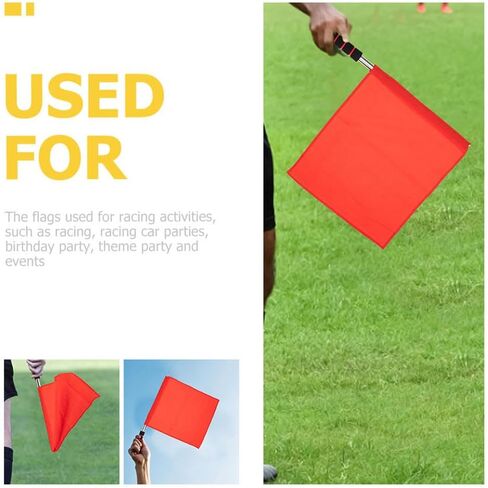 4pcs Red and Green Soccer Referee Flags Set Handheld Signal Flags with Stainless Steel Pole and Sponge Handle for Volleyball Football Track Field Matches Official Linesman Equipment in Kuwait