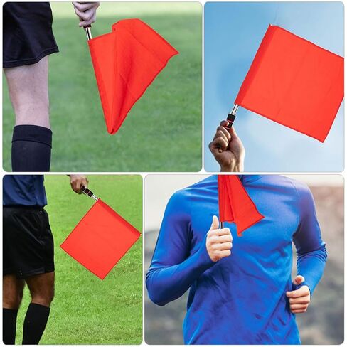 4pcs Red and Green Soccer Referee Flags Set Handheld Signal Flags with Stainless Steel Pole and Sponge Handle for Volleyball Football Track Field Matches Official Linesman Equipment in Kuwait